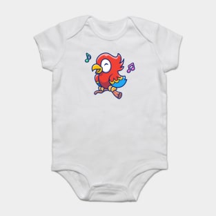 Cute Parrot Bird Singing Cartoon Baby Bodysuit